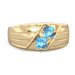 Blue Topaz Men's Streamline 14K Yellow Gold ring R0460