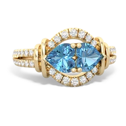 Blue Topaz Art-Deco Keepsake 14K Yellow Gold ring R5630