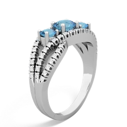 Lab Sapphire Three Stone Aurora 14K White Gold ring R3080