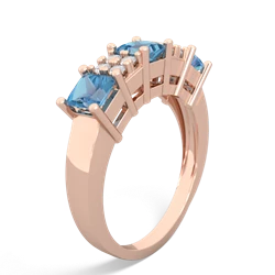 Aquamarine Three Stone Diamond Cluster 14K Rose Gold ring R2592