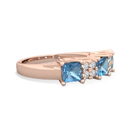 Sapphire Three Stone Diamond Cluster 14K Rose Gold ring R2592