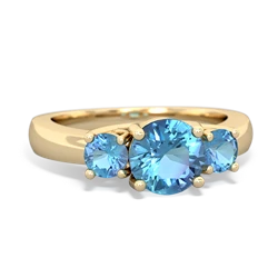 Aquamarine Three Stone Round Trellis 14K Yellow Gold ring R4018