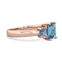 Smoky Quartz Three Stone Emerald-Cut Trellis 14K Rose Gold ring R4021