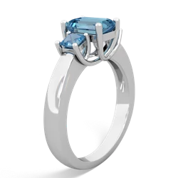 White Topaz Three Stone Emerald-Cut Trellis 14K White Gold ring R4021