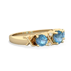 Aquamarine Hugs And Kisses 14K Yellow Gold ring R5016