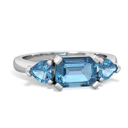 Blue Topaz Three Stone 14K White Gold ring R5235