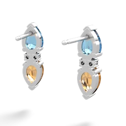 Blue Topaz Bowtie Drop 14K White Gold earrings E0865