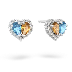 Blue Topaz Halo 14K White Gold earrings E7008