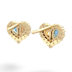 Blue Topaz Halo 14K Yellow Gold earrings E7008