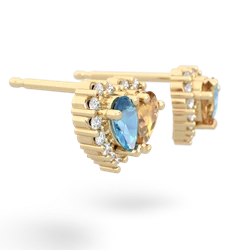 Blue Topaz Halo 14K Yellow Gold earrings E7008