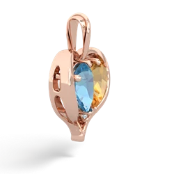 Blue Topaz Two Become One 14K Rose Gold pendant P5330