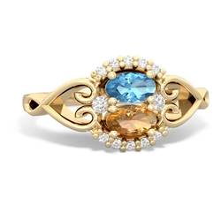 Blue Topaz Love Nest 14K Yellow Gold ring R5860