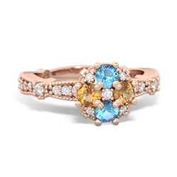 Blue Topaz Sparkling Tiara Cluster 14K Rose Gold ring R26293RD