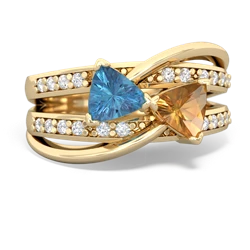 Blue Topaz Bowtie 14K Yellow Gold ring R2360