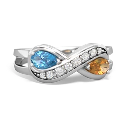 Blue Topaz Diamond Infinity 14K White Gold ring R5390