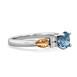 Blue Topaz 6Mm Round Eternal Embrace Engagement 14K White Gold ring R2005