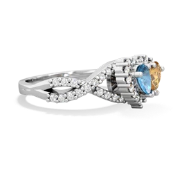 Blue Topaz Diamond Twist 'One Heart' 14K White Gold ring R2640HRT