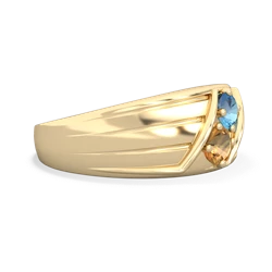 Blue Topaz Men's Streamline 14K Yellow Gold ring R0460