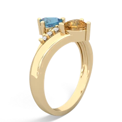 Blue Topaz Heart To Heart 14K Yellow Gold ring R2064