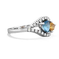 Blue Topaz Mother And Child 14K White Gold ring R3010