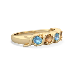 Blue Topaz Anniversary Band 14K Yellow Gold ring R2089