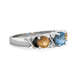 Blue Topaz Hugs And Kisses 14K White Gold ring R5016