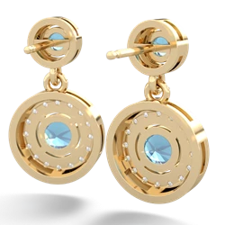 Blue Topaz Halo Dangle 14K Yellow Gold earrings E5319