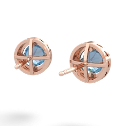 Blue Topaz Halo 14K Rose Gold earrings E5320