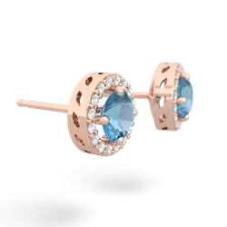 Blue Topaz Halo 14K Rose Gold earrings E5320