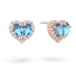 Blue Topaz Halo 14K Rose Gold earrings E7008