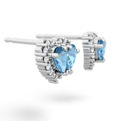 Blue Topaz Halo 14K White Gold earrings E7008