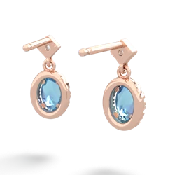 Blue Topaz Antique-Style Halo 14K Rose Gold earrings E5720