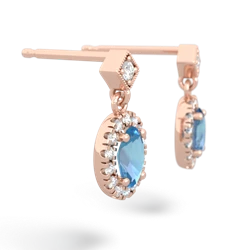 Blue Topaz Antique-Style Halo 14K Rose Gold earrings E5720