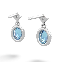 Blue Topaz Antique-Style Halo 14K White Gold earrings E5720