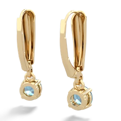 Blue Topaz 5Mm Round Lever Back 14K Yellow Gold earrings E2785