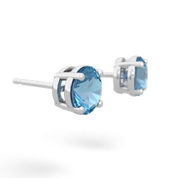 Blue Topaz 6Mm Round Stud 14K White Gold earrings E1786