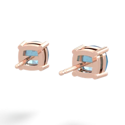 Blue Topaz 6Mm Checkerboard Cushion Stud 14K Rose Gold earrings E1796