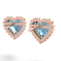 Blue Topaz Sparkling Halo Heart 14K Rose Gold earrings E0391