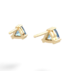 Blue Topaz 5Mm Trillion Stud 14K Yellow Gold earrings E1858