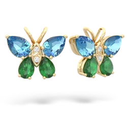 Blue Topaz Butterfly 14K Yellow Gold earrings E2215