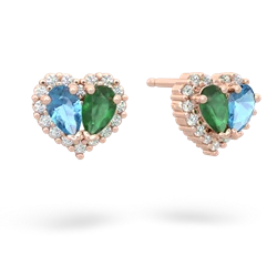 Blue Topaz Halo 14K Rose Gold earrings E7008