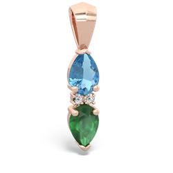 Blue Topaz Bowtie Drop 14K Rose Gold pendant P0865