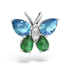 Blue Topaz Butterfly 14K White Gold pendant P2215