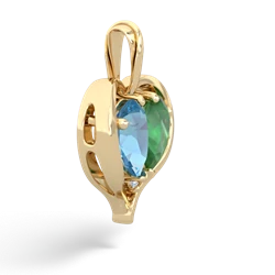 Blue Topaz Two Become One 14K Yellow Gold pendant P5330