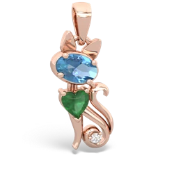 Blue Topaz Kitten 14K Rose Gold pendant P5780