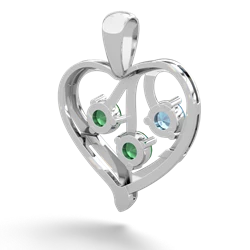 Blue Topaz Glowing Heart 14K White Gold pendant P2233