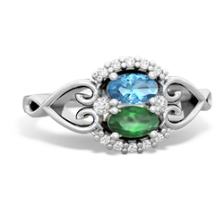 Blue Topaz Love Nest 14K White Gold ring R5860