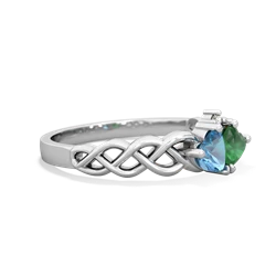 Blue Topaz Heart To Heart Braid 14K White Gold ring R5870