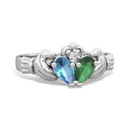 Blue Topaz 'Our Heart' Claddagh 14K White Gold ring R2388