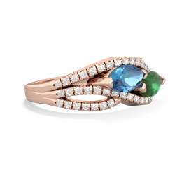 Blue Topaz Diamond Rivers 14K Rose Gold ring R3070